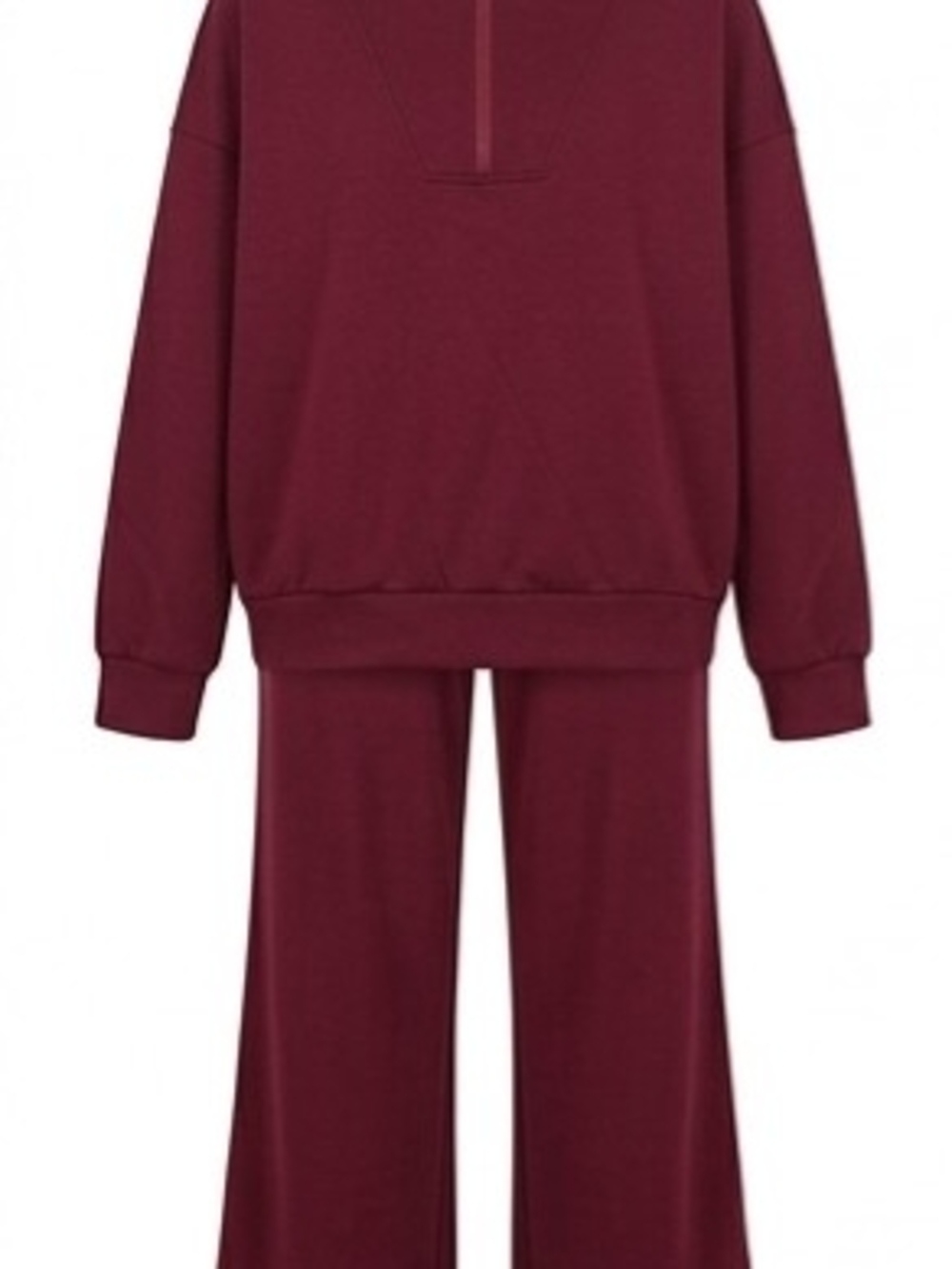 Pinspark Maroon Two-Piece Lounge. Set - Cozy Lounge Top & Pants